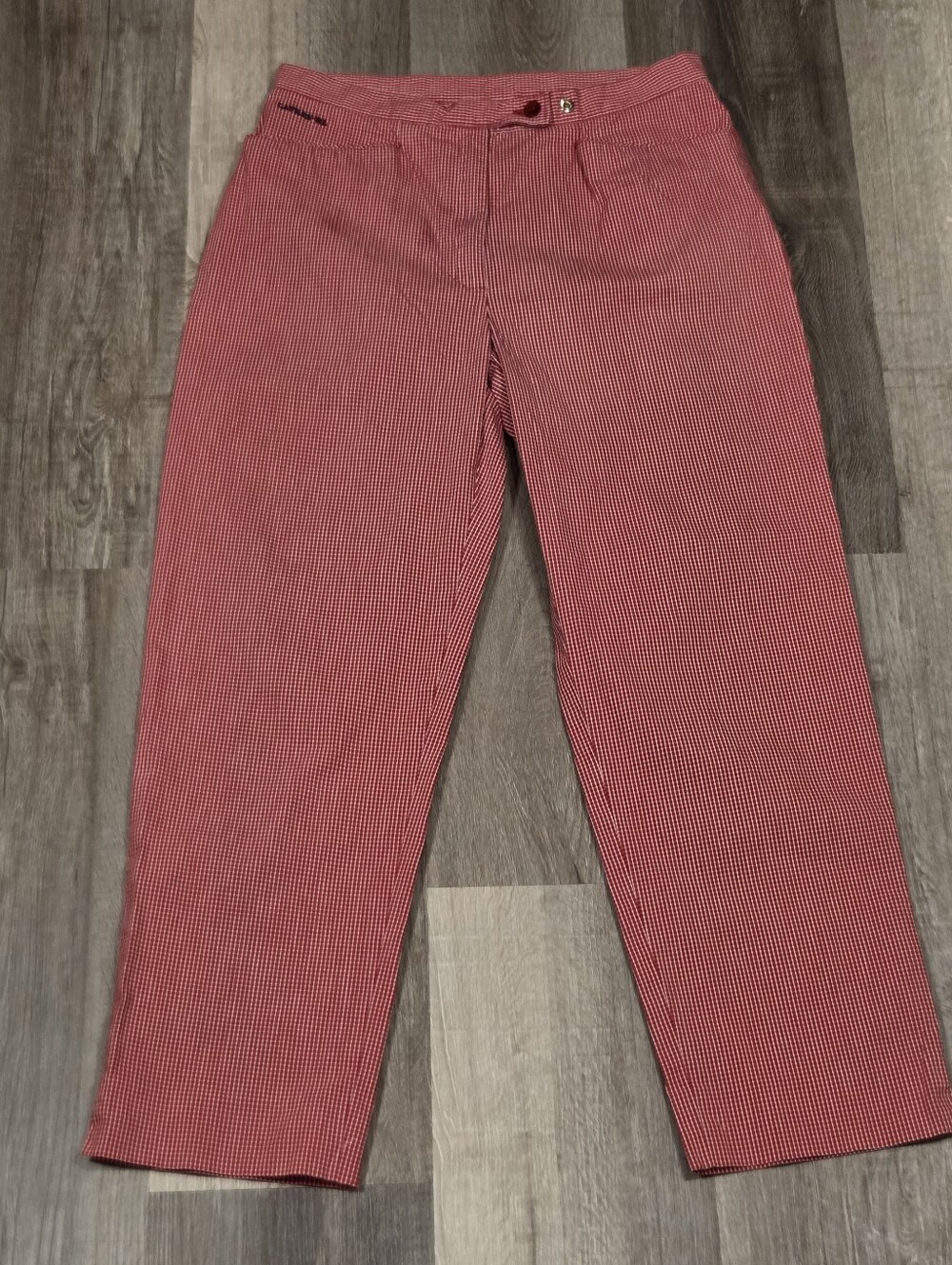 Lauren Ralph Lauren Red Gingham Check Plaid Cropped Pants Womens 8